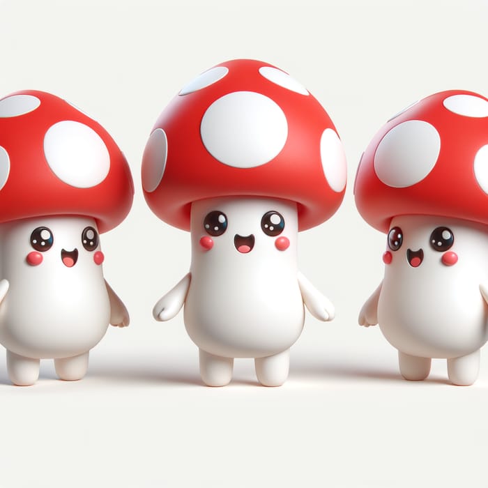 Cute Joyful Mushroom Character 3D Model