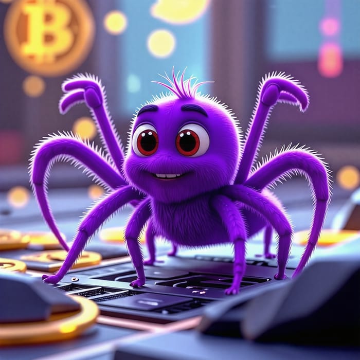 Purple Spider Explores Cryptocurrency World