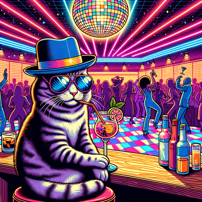 Crazy Cat in Disco: Cocktail Fun & Absurd Elegance