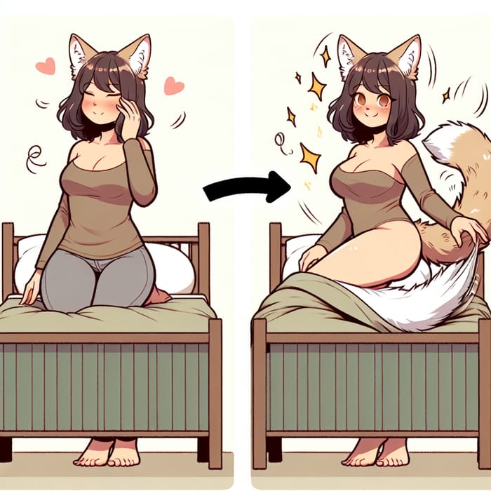 Woman Transformation into Cat | Feline Features, Cozy Cat Nap