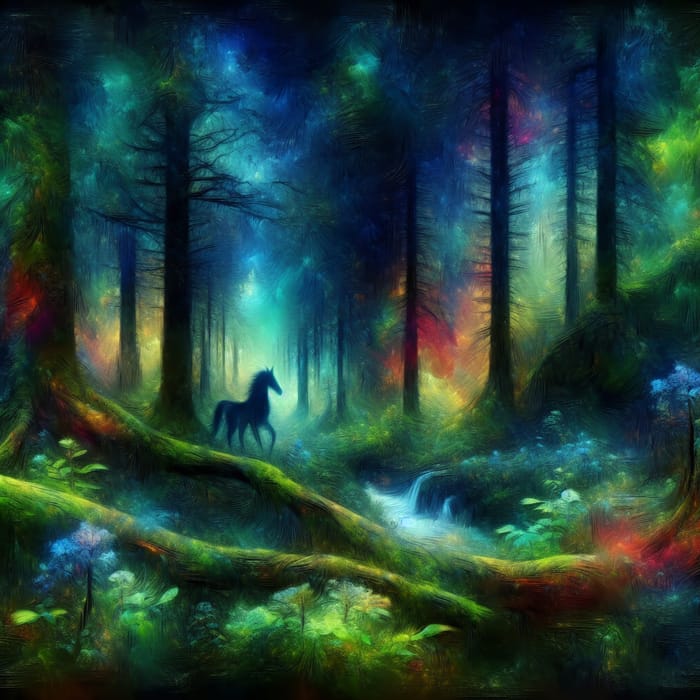 Enchanted Mystical Forest with Hidden Creature