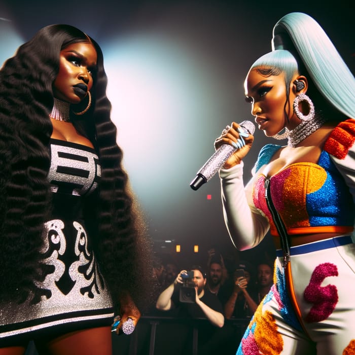 Megan Thee Stallion vs. Nicki Minaj Epic Female Rapper Fight AI Art(02)