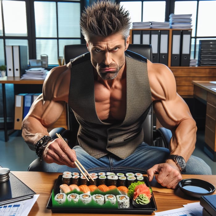 Rhys Strongfork's Office Rage: Eating Sushi in Anger