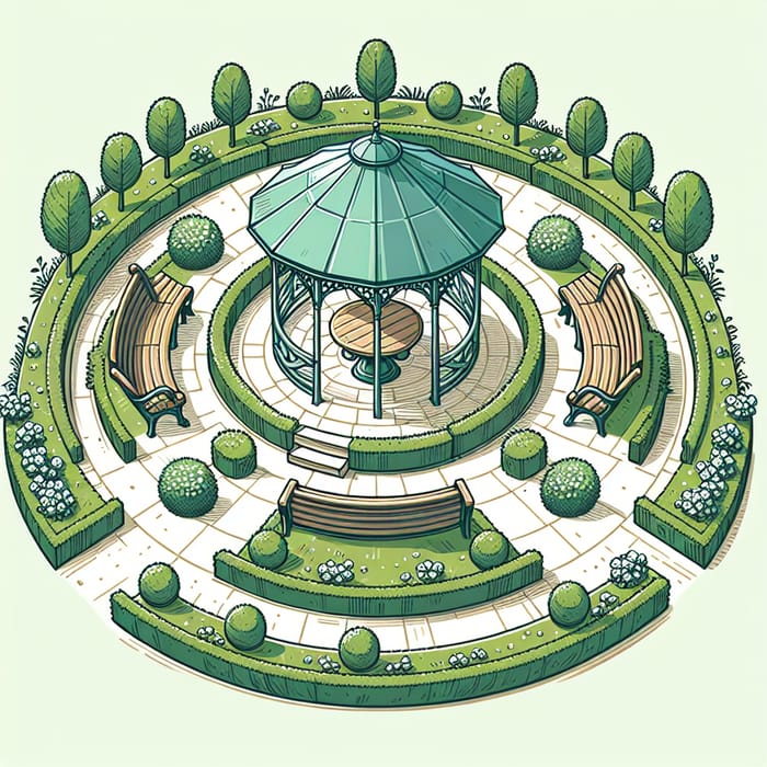 Tranquil Park Scene: Small Round Gazebo Surrounded by Nature
