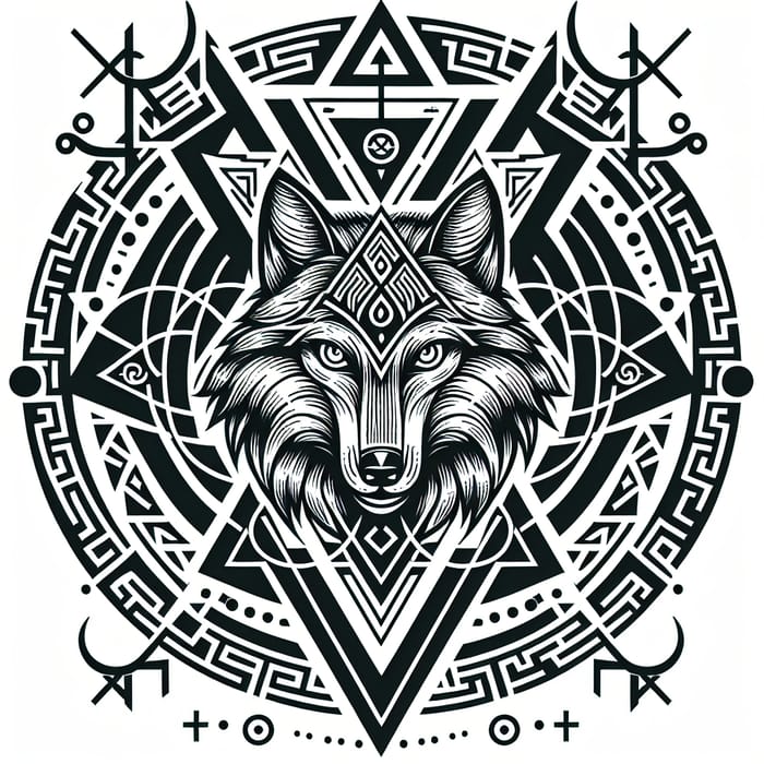 Valknut and Coyote Head Tattoo Design
