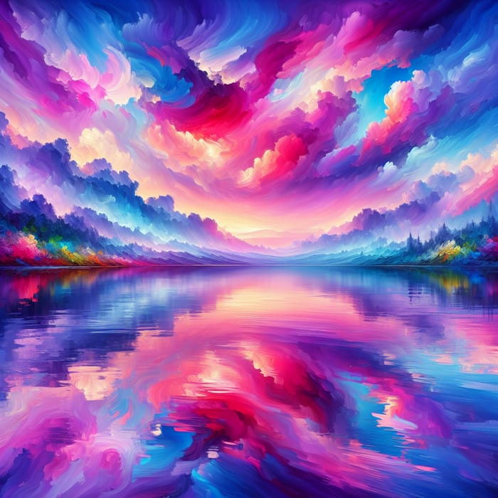 Vibrant Pink and Purple Sky over Serene Lake - Zelle Apk Style