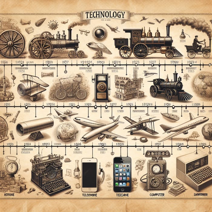 Timeline Of Technological Evolution From Ancient Wheels To Modern 