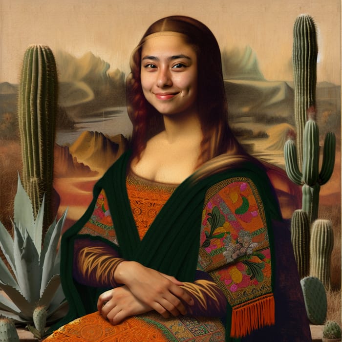 Mona Lisa in Mexican Style | Traditional Attire Oil Painting