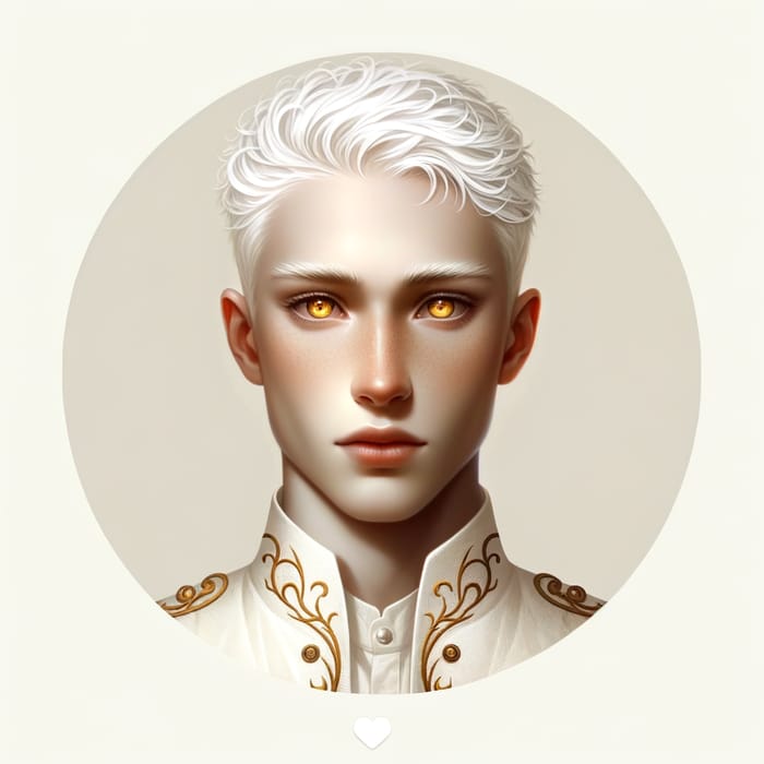 Albino Man in White Suit with Golden Accents | Profil Picture for TikTok