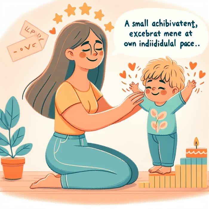 Caring Caucasian Mother Celebrates Child's Milestones with Love