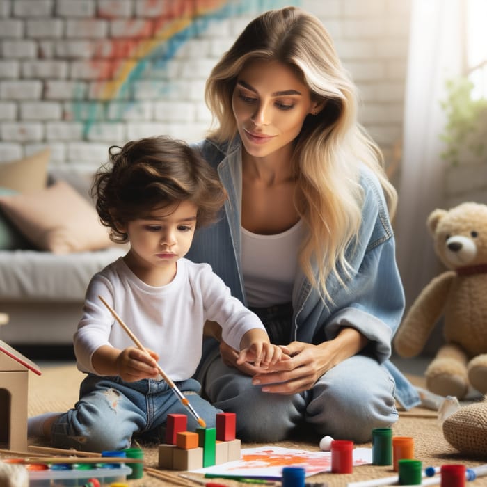 Empathic Mom Encouraging Child's Free Play for Creativity | Safe Environment