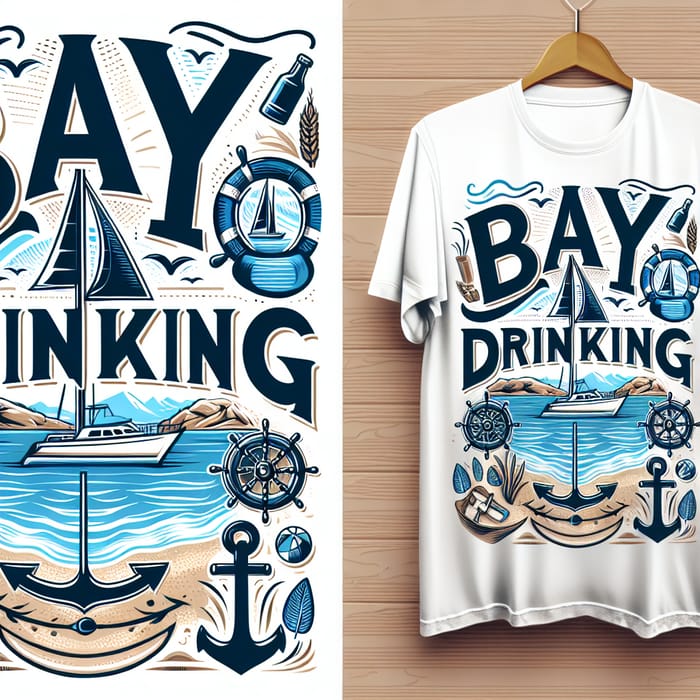Bay Drinking Boating T-Shirt Design | Unique Nautical Theme