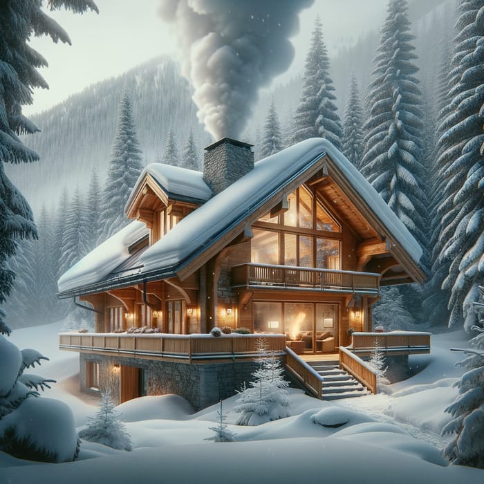 Basic Yet Luxurious Chalet in Snowy Pine Forest