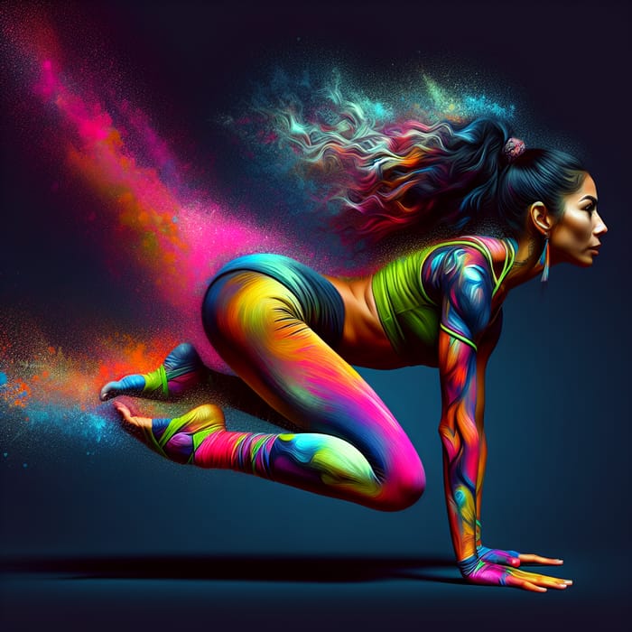 Vibrant Frog Yoga Pose | Dynamic Movement in Bright Colors