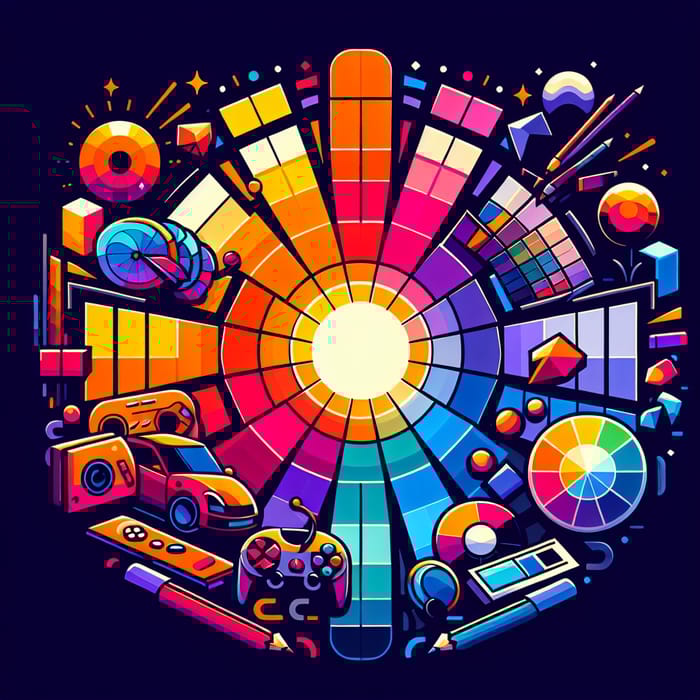 Vibrant Video Game Art with Opposing Colors Vibrant Video Game Art with Opposing Colors