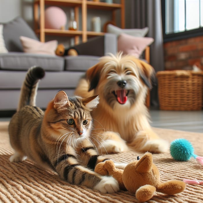 Cat and Dog Playful Indoor Interaction | Fun with Pet Toys