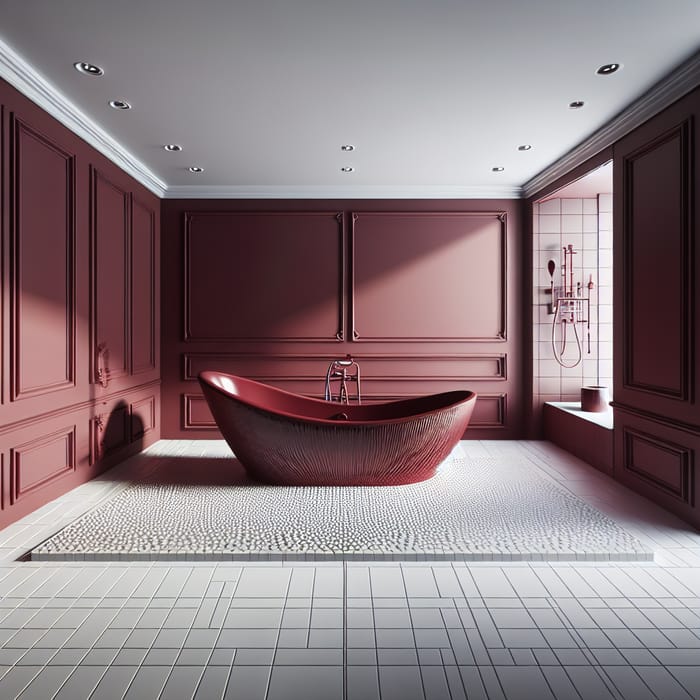 Luxurious Bordeaux Red Bathtub in a Stylish Bathroom