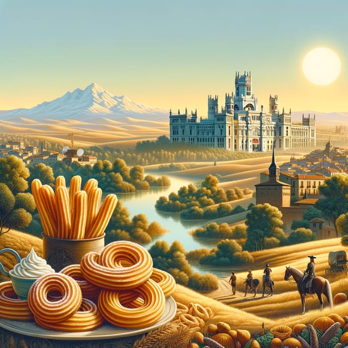Traditional Madrid Landscape with Churros and Porras