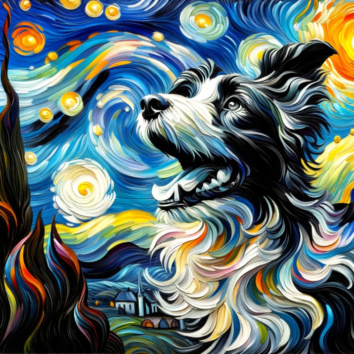 Majestic Dog Portrait in Van Gogh Style with Swirling Textures