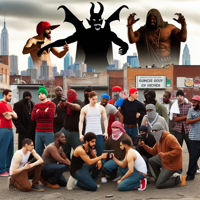 Urban Chaos: Gang Confrontation with LGBTQ+ Demon in City
