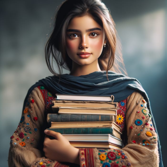 Empowered Pakhtoon Girl with Books | Positive & Strong