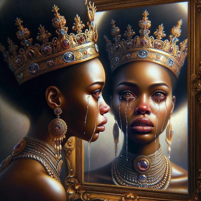 Empowering Portrait of African American Woman as Queen