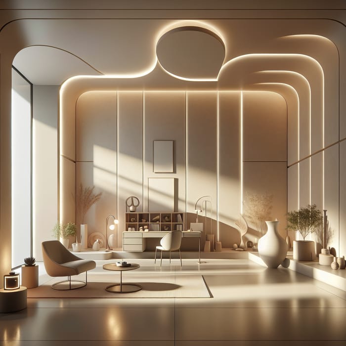 Modern Aesthetic 3D Interior Design | Curved Walls, Warm Lighting