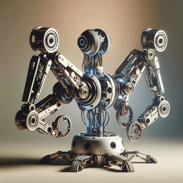 Innovative Robot with Three Arms | Modern Cartoon Design