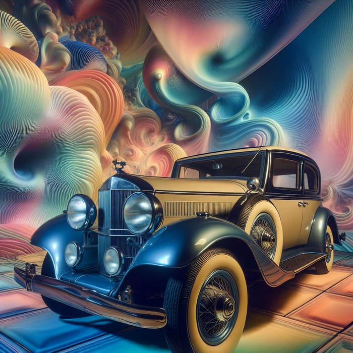 Vintage Car in Abstract Realm | Timeless Elegance