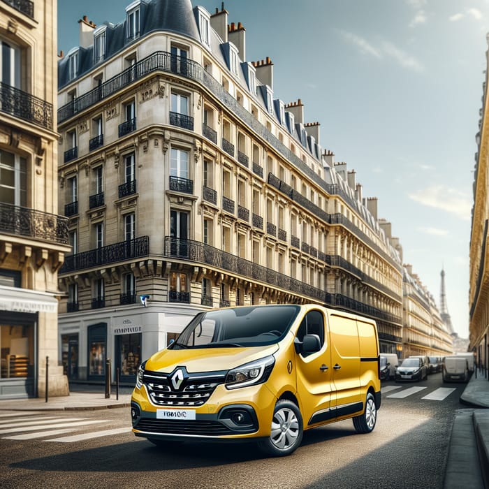 Yellow 2020 Renault Trafic Refrigerated Van in Paris Streets