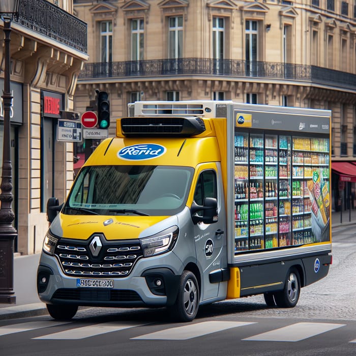 Yellow Renault Master 2020 Refrigerated Vehicle in Paris Street