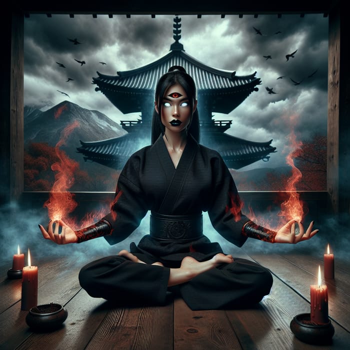 Levitating Japanese-American Woman: Cosmic Deity of Destruction