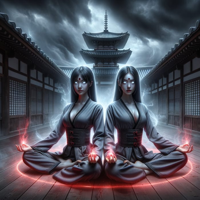 Ethereal Korean-American Women in Mystical Martial Arts Meditation