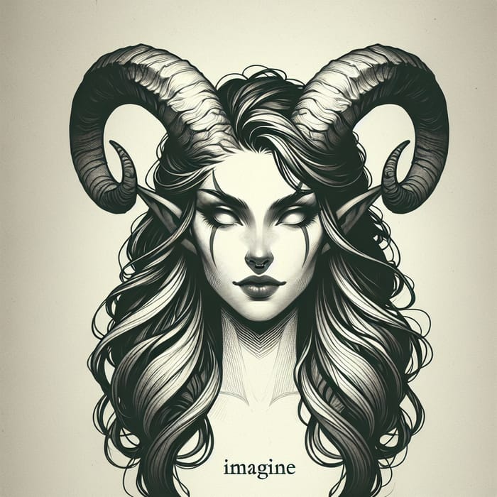 Stylish Tiefling with Medium Horns and Long Hair | Mystical Beauty