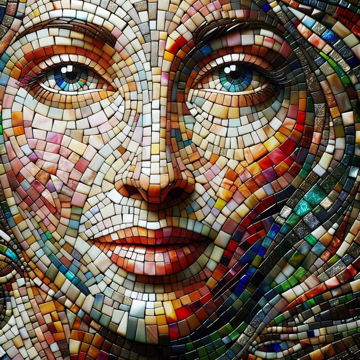 Elegant Women's Face Mosaic Artwork