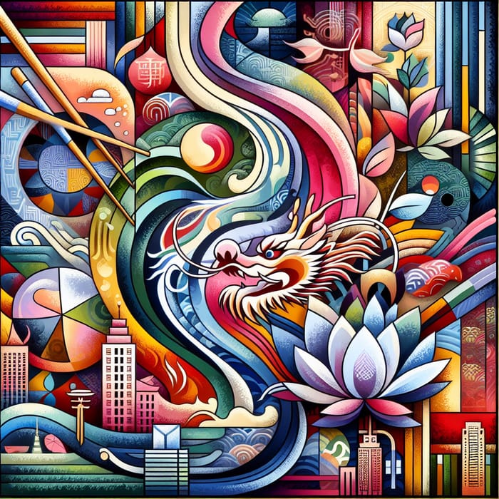 Abstract Asian American Identity Art | Cultural Fusion