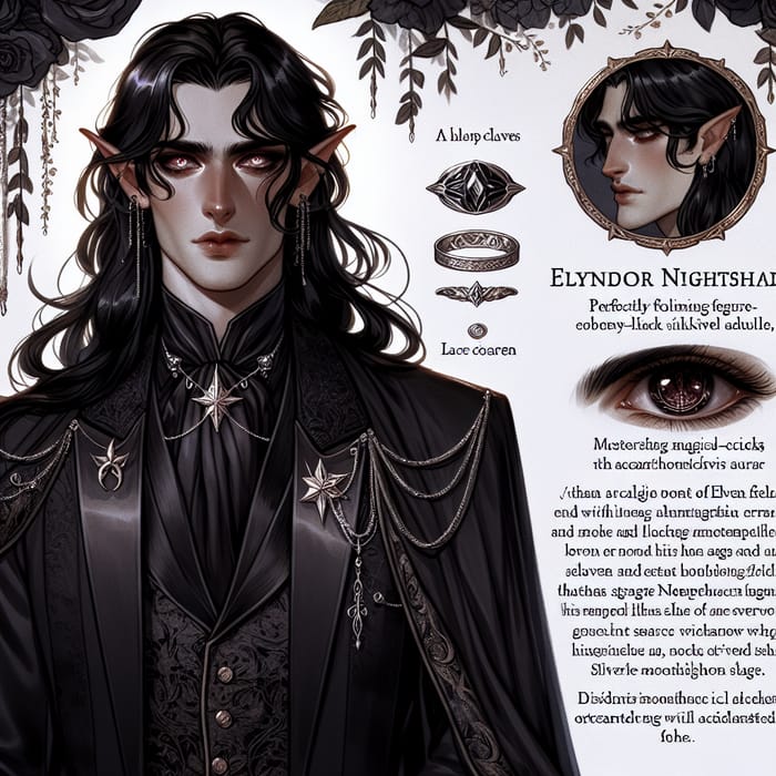 Elyndor Nightshade: Regal Elven-Vampire Perfection in D&D Manual
