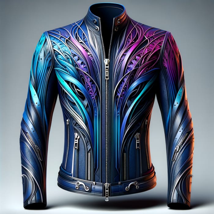 Stylish Royal Blue and Purple Leather Jacket