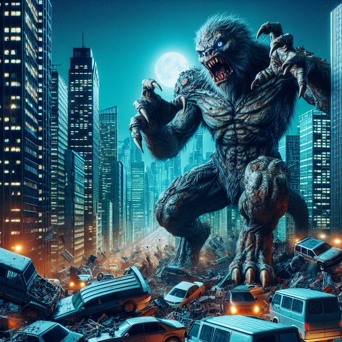 Monstrous Creature Rampages City - Terrifying Chaos Unleashed!