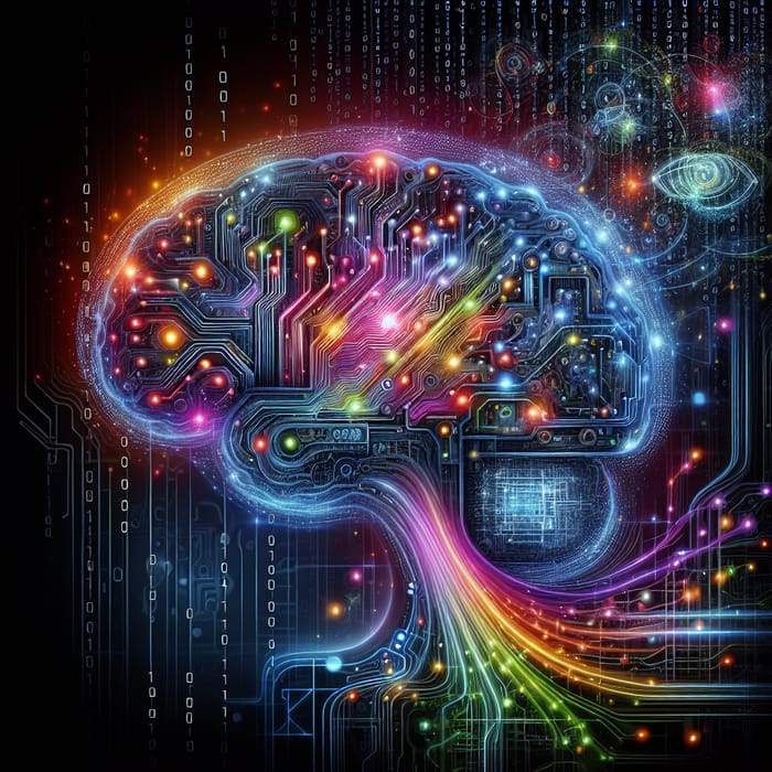 Futuristic AI Illustration | Colorful Brain Machine