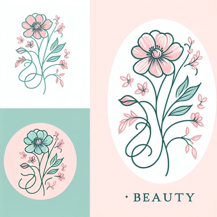 Feminine Beauty Logo Design | Delicate Floral Elements