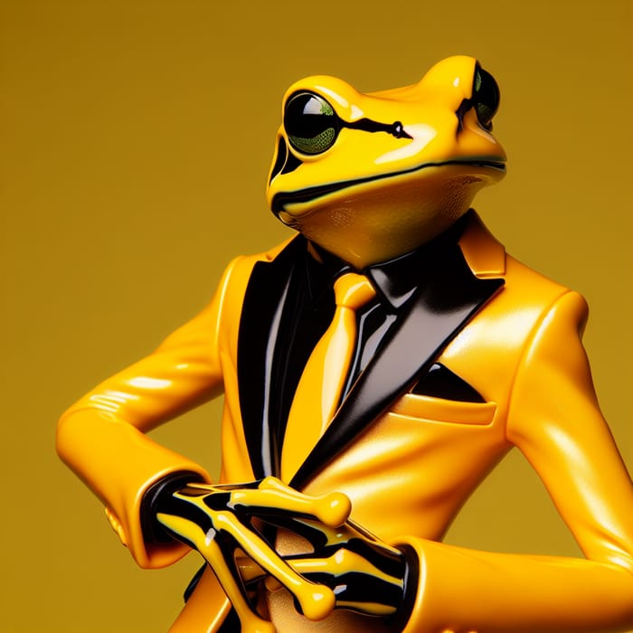 Frog in Elegant Yellow Suit with Black Accents