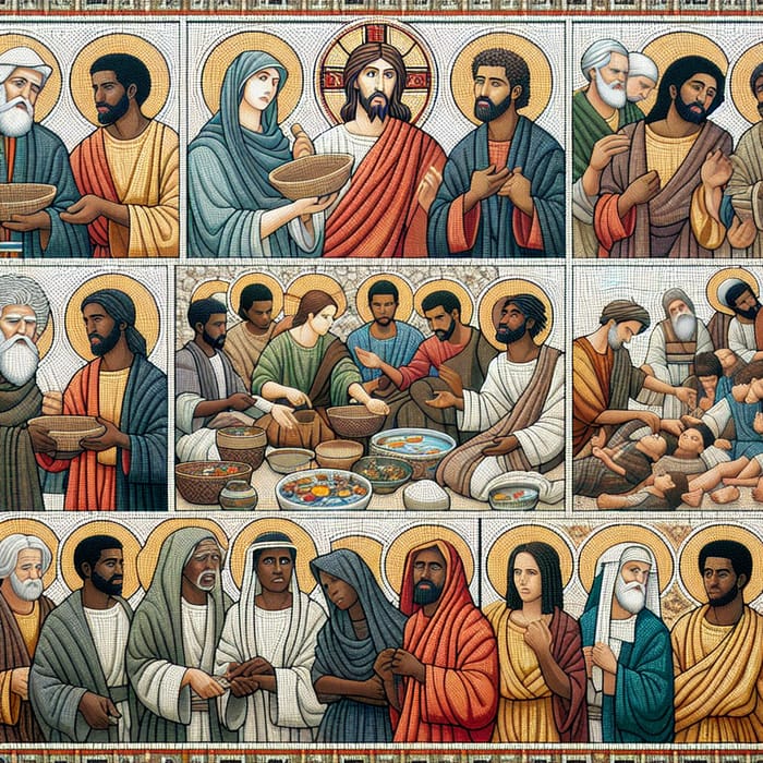 Diverse Jesus Miracles Mosaic Art: Key Episodes Depicted