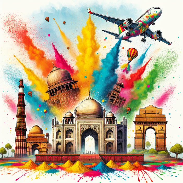 Celebrate Holi with Indian Monuments: A Colorful Tribute in the Sky