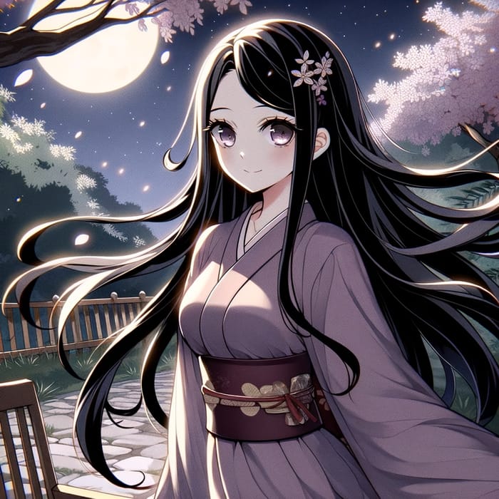 Kaguya - Elegant Anime Character in Moonlit Garden