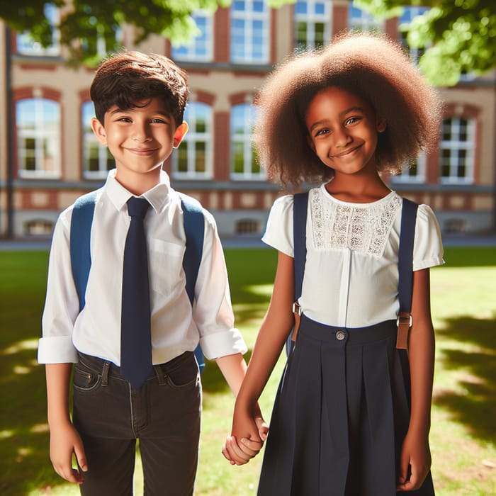 School Children Holding Hands Outdoors - Heartwarming Friendship