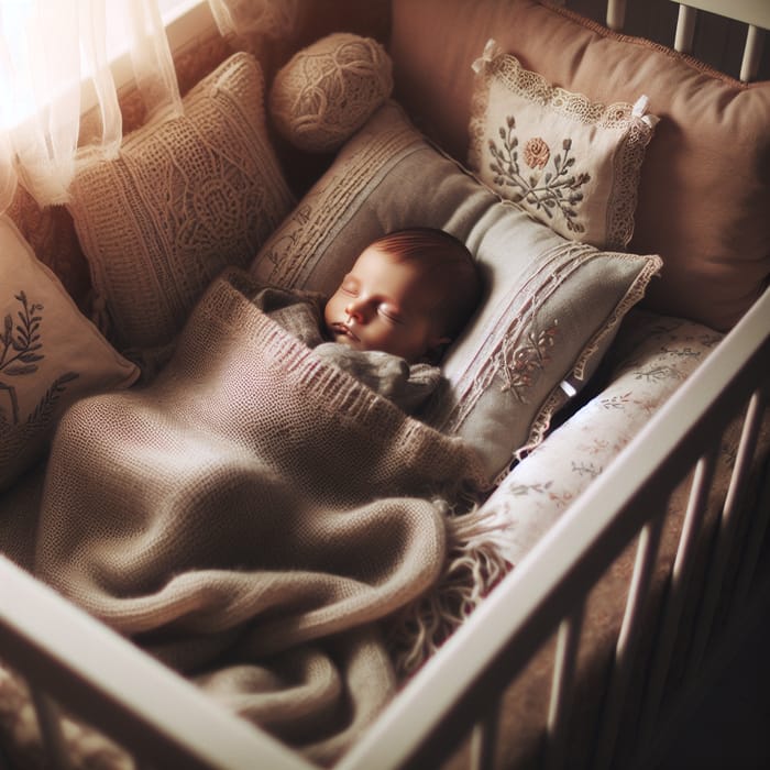 Sleeping Newborn in Cozy Crib | Digital Art