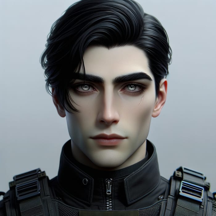 Pale Skin Man with Gray Eyes | Dark Raven Special Forces Look