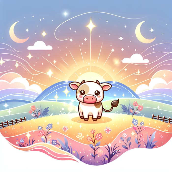 Bright Pastel Background with Cheerful Cow Theme