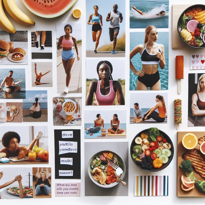 Active Lifestyle Mood Board: Fitness, Healthy Meals, Positive Affirmations